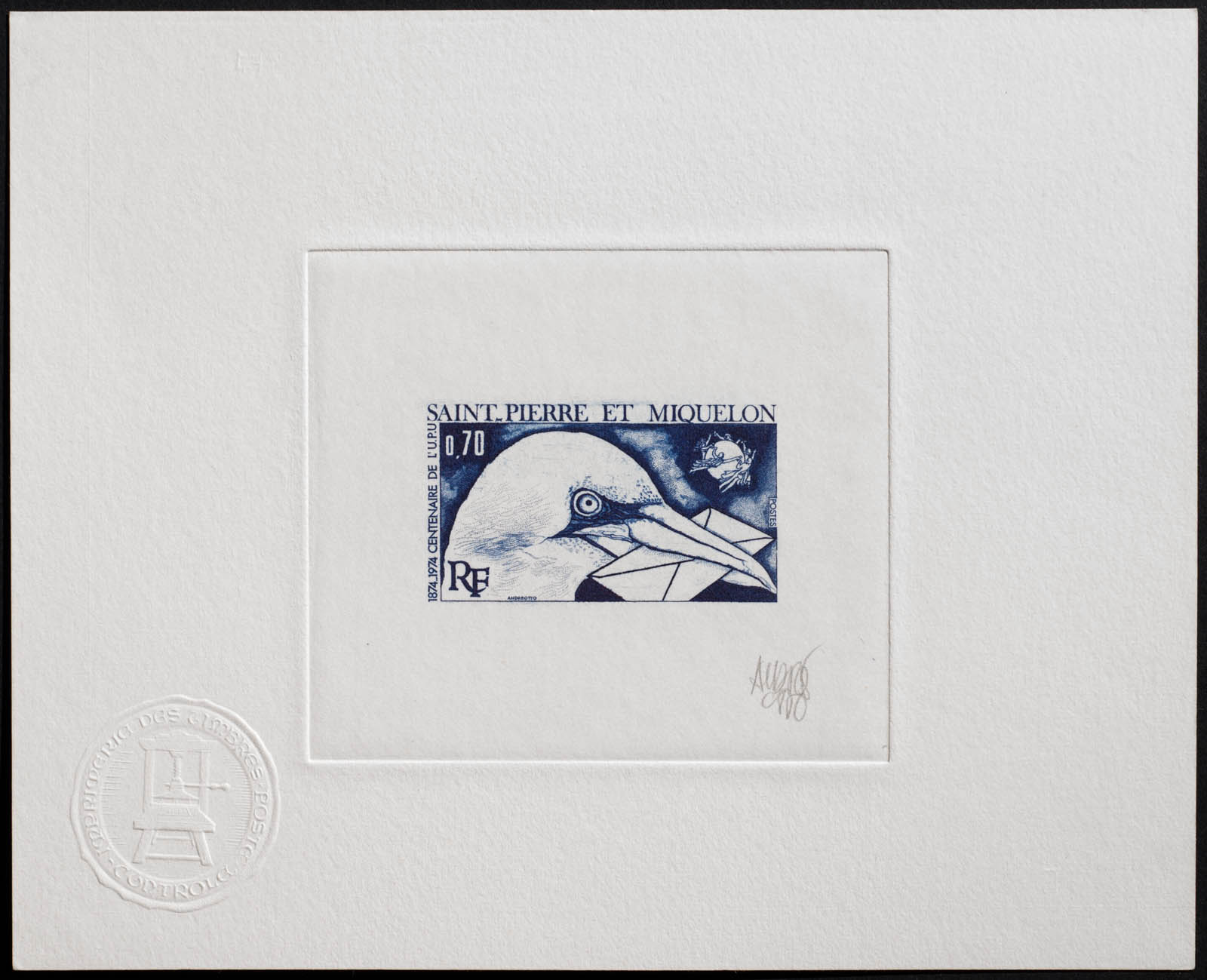 St. Pierre & Miquelon UPU Centenary Stamp Artist's Proof