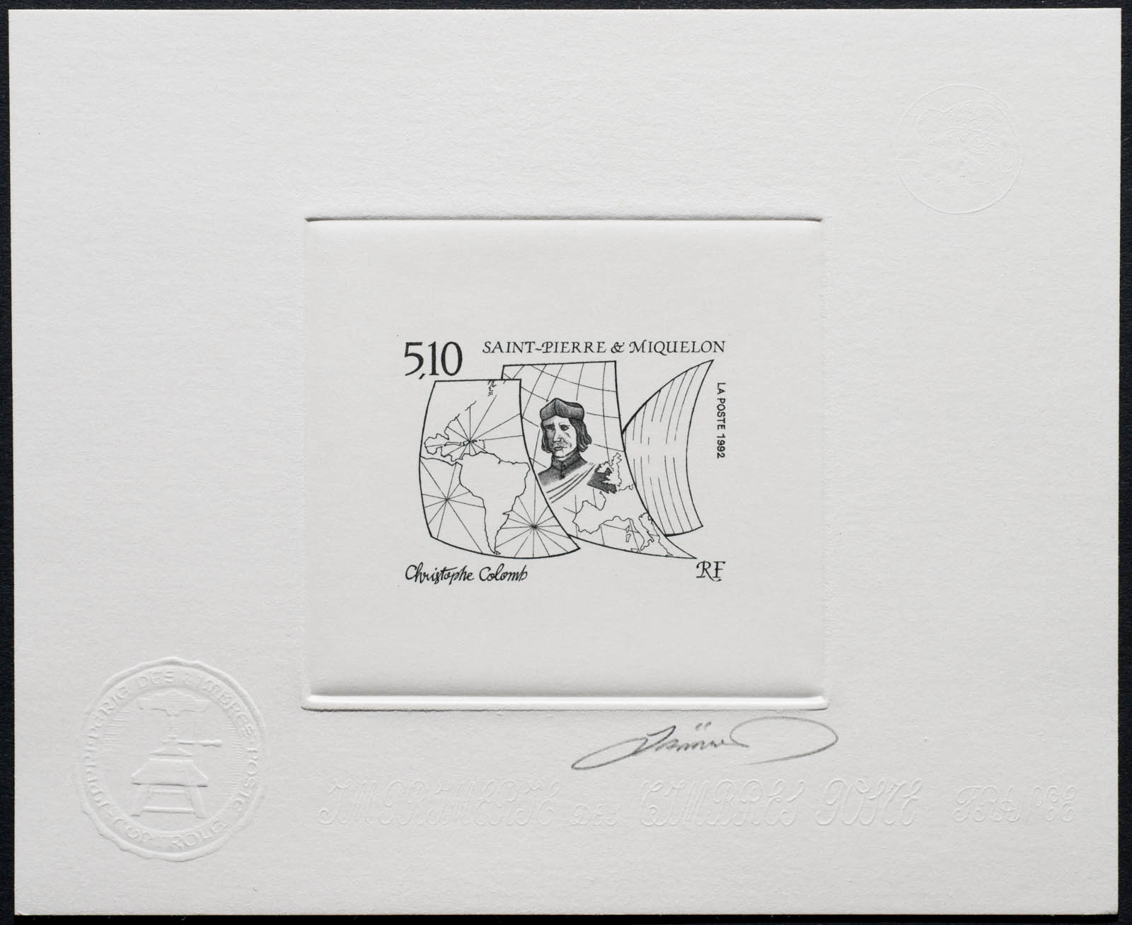 St. Pierre & Miquelon Columbus Stamp Artist's Proof