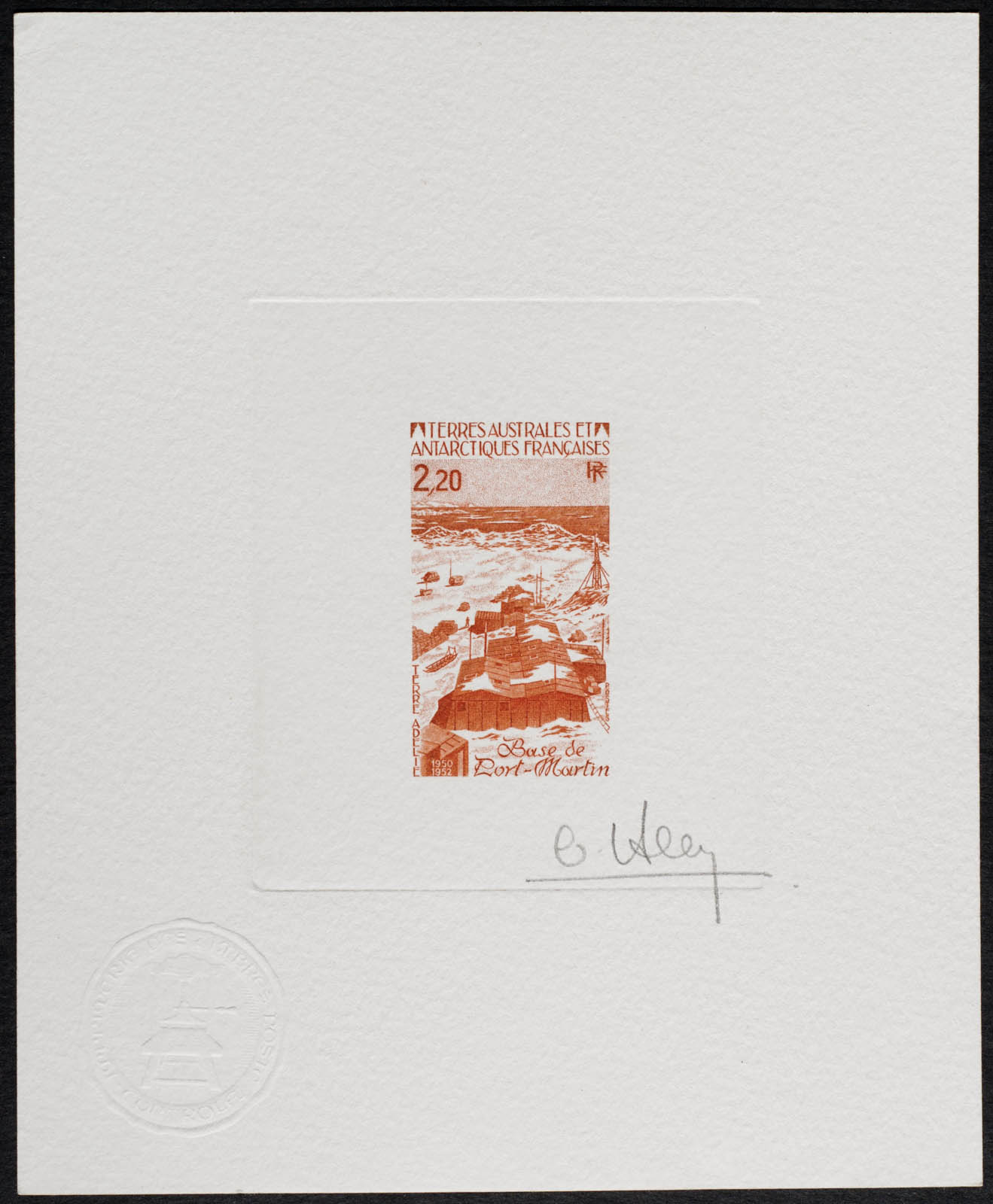 French Antarctic Port Martin Stamp Artist's Proof