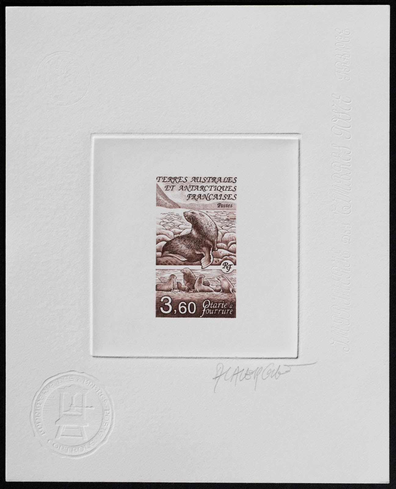 French Antarctic Otarie Stamp Artist's Proof