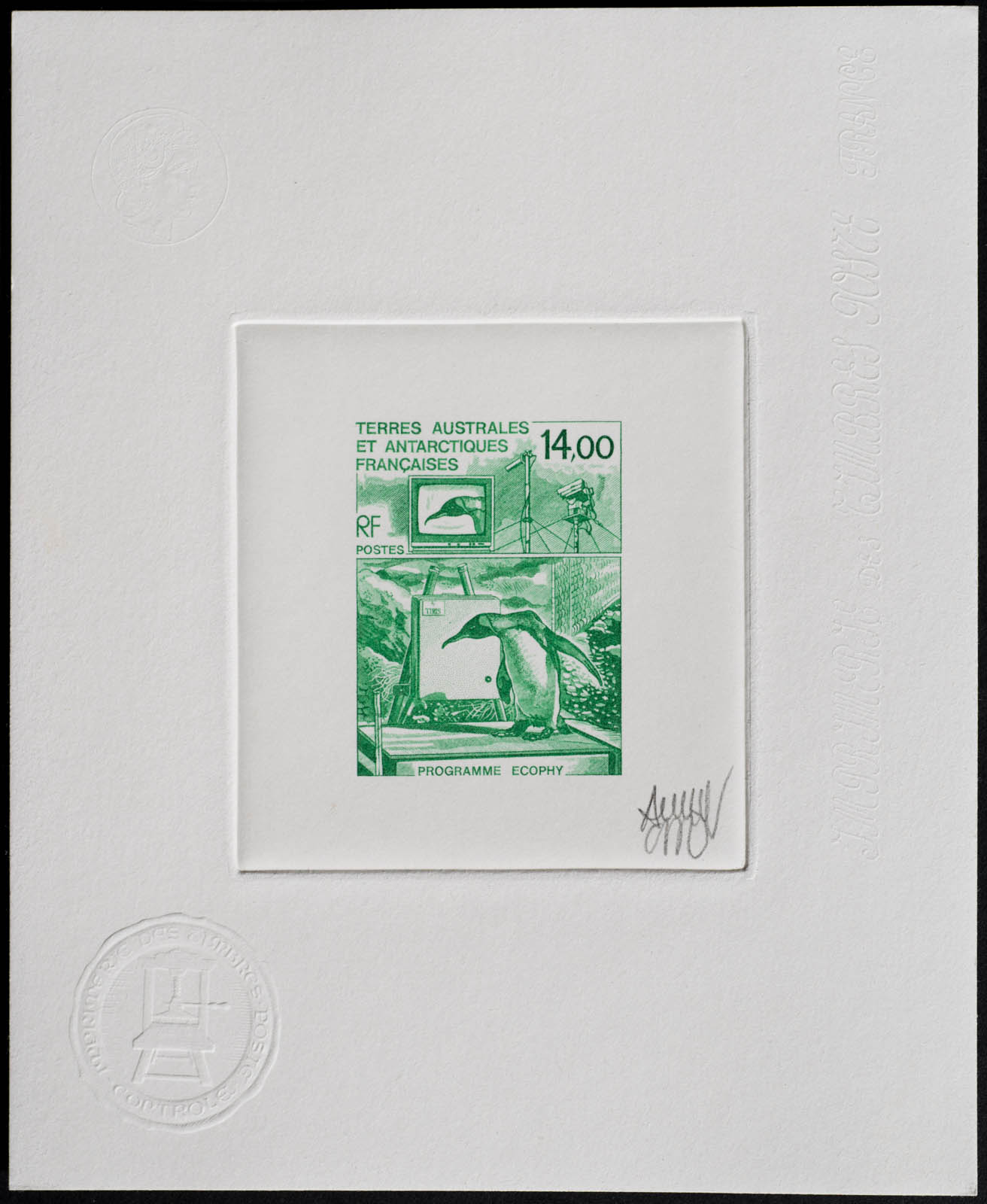 French Antarctic Ecophy Program Stamp Artist's Proof