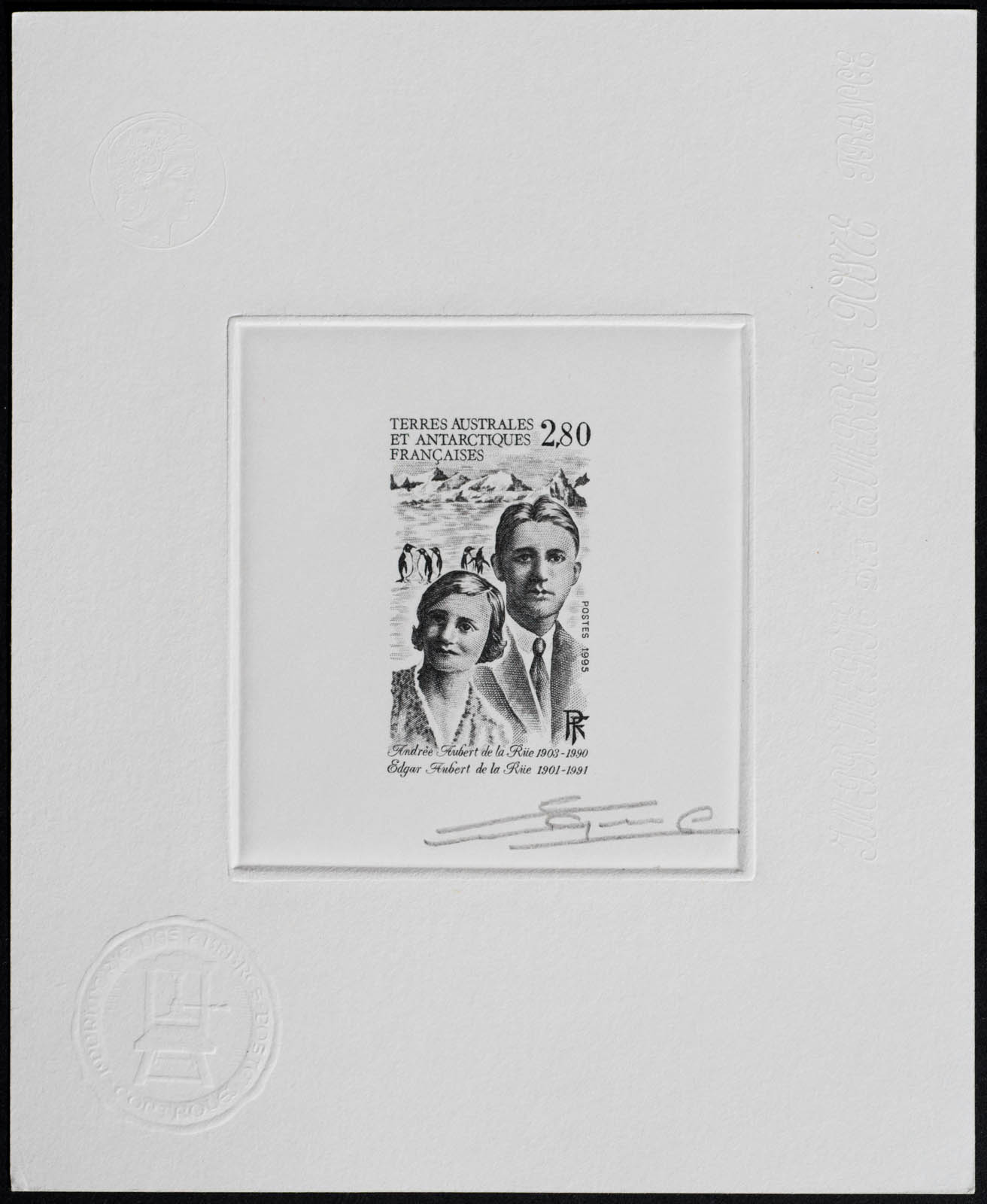 French Antarctic de la Rüe Stamp Artist's Proof