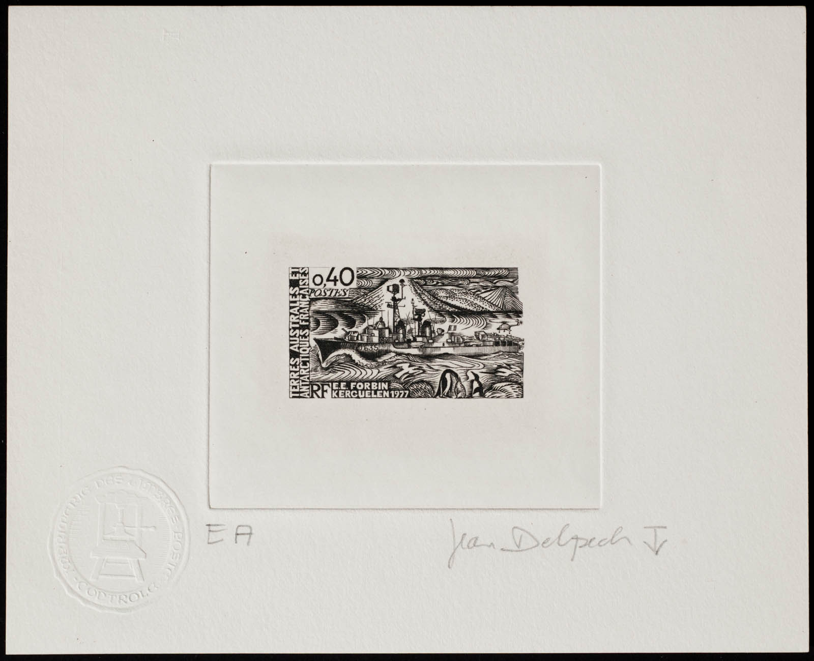 French Antarctic Escort Ship Forbin Stamp Artist's Proof